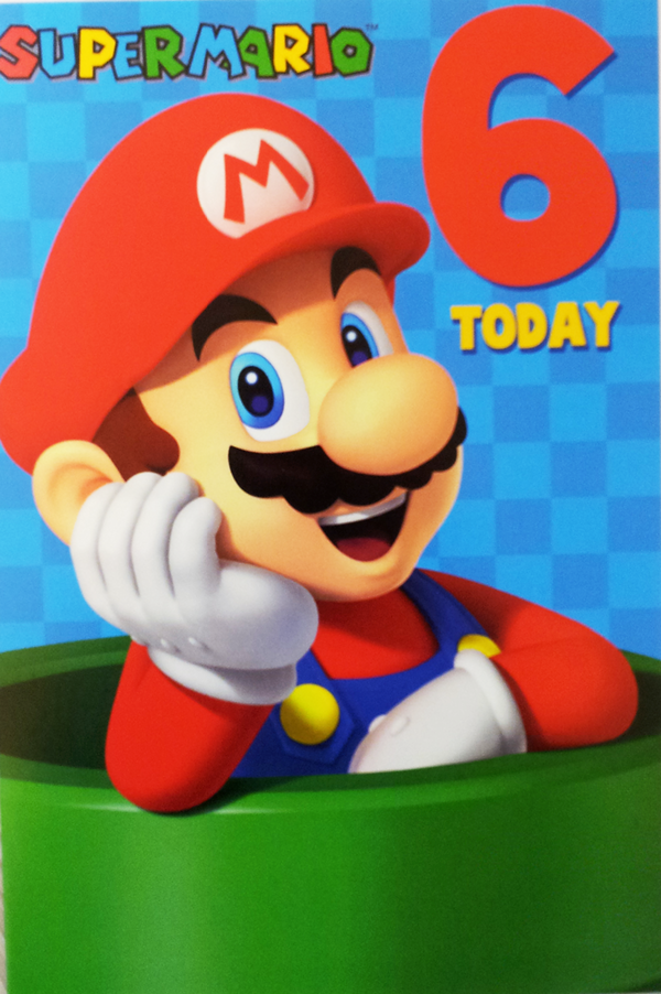Super Mario Biglietto Di Compleanno Ufficiale Per Fratello - 22,9 X 12,7 Cm Con Busta