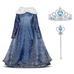 Elsa - Costume di carnevale per bambine con collo in pelliccia