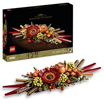 LEGO 10314 Icons Centrotavola di Fiori Secchi Finti, Set Fai da Te, Botanical Collection con Rosa e Gerbera Artificiali, Decorazione Tavolo o Parete, Idee Regalo per Lei e Lui, per Moglie e Marito