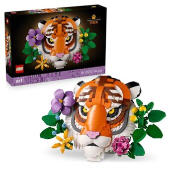 LEGO Art Collezione Animali - Tigre - Animale 3D da Costruire con Fiori e Piante Botaniche Decorative - Set di Decorazioni per Casa o Ufficio Fai da Te per Adulti - Idea Regalo Creativa - 31217