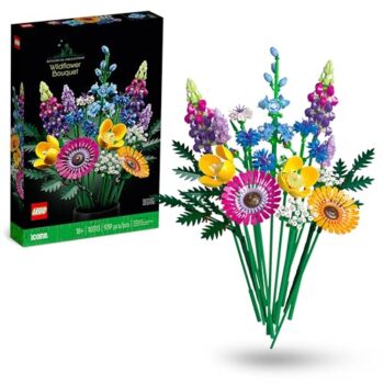 LEGO Botanicals Bouquet Fiori Selvatici Finti con Papaveri e Lavanda Artificiali - Idee Regalo per Uomo o Donna da Collezione - Decorazione di Casa Fai da Te - Hobby Creativi per Adulti - 10313