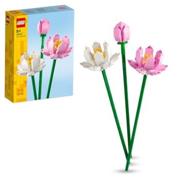 LEGO Botanicals Fiori di Loto - Set Fiori Finti da Costruire per Bambine e Bambini 8+ Anni, Bouquet da Esporre come Decorazione di Casa dalla Collezione Botanica - Idea Regalo per Donna o Uomo - 40647
