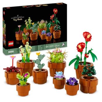 LEGO Botanicals Piantine - Set di 9 Piante con Fiori Artificiali in Vaso da Interni Inclusi Cactus Finti e Anthurium Rosso - Idea Regalo Decorazione per la Casa per Adulti, Donna o Uomo - 10329