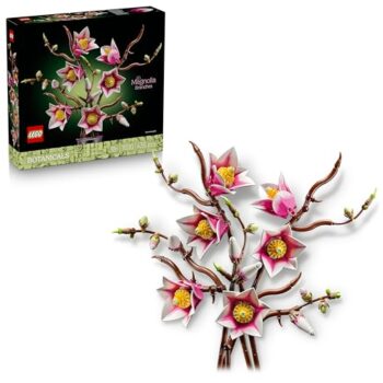 LEGO Botanicals Rametti di Magnolia - Set di Fiori Finti per Adulti - 5 Magnolie Artificiali per Decorare il Soggiorno o la Camera da Letto - Idea Regalo Fai da Te per Donne - 11510