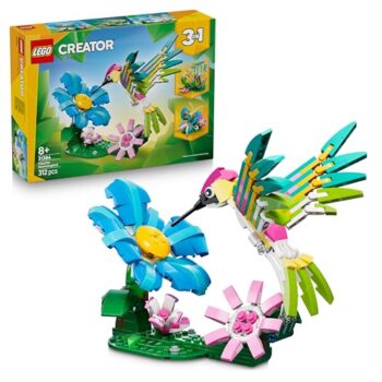 LEGO Creator 3 in 1 Animali Selvatici: Colibrì Variopinto - Uccello Giocattolo Trasformabile in Farfalla o Pesce - Decorazione Camera da Letto - Regalo Creativo per Bambine e Bambini da 8 Anni - 31384