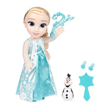 Disney Princess – bambola 38cm La mia amica Elsa cantante, con i suoi abiti iconici, gli accessori e il suo piccolo amico Olaf, canta le canzoni originali del film