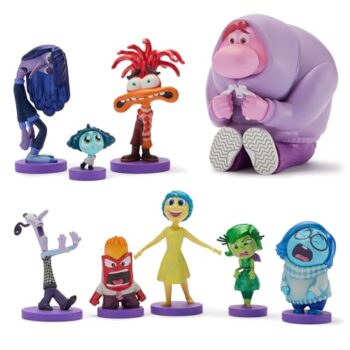Disney Store Official Set di Personaggi Inside out 2 (Pixar), 9 Personaggi tra Cui Gioia, Tristezza, Ansia, Rabbia, Invidia, Disusto, Noia, Paura e Imbarazzo, 3+