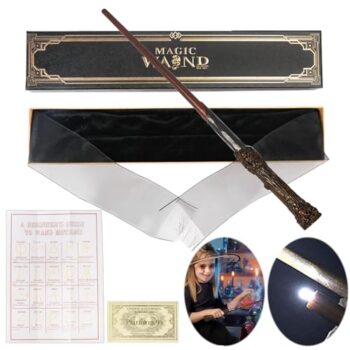MeYuxg Bacchetta magica di Harry Potter con luce in plastica, giocattolo per cosplay, accessorio per fan, articolo per bambini a partire da 7 anni, regalo, decorazione